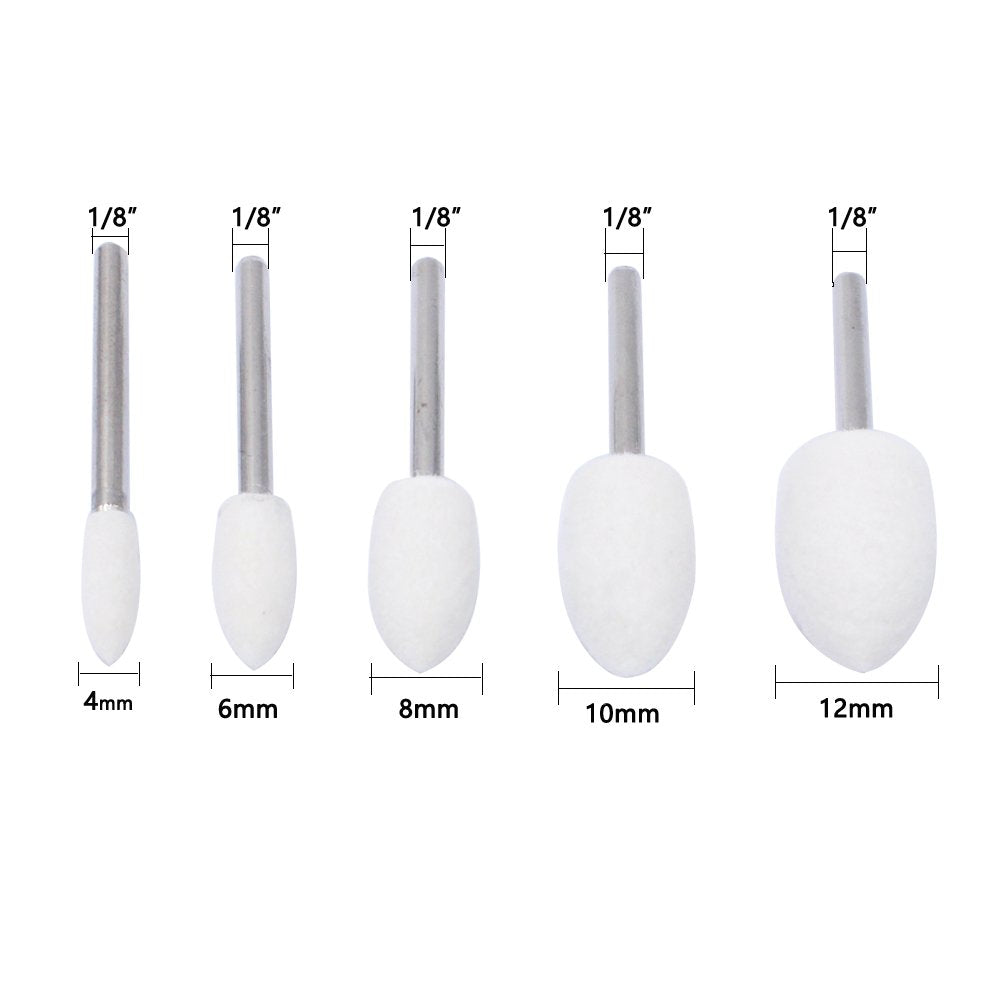 10 pcs - Polishing Buffing Wheels Wool Felt Mounted Mandrel Grinding Bits Grinder Head Polish Watch Jewelry Rotary Tool Accessories Drill Tools Attachment - 1/8 Inch Shank