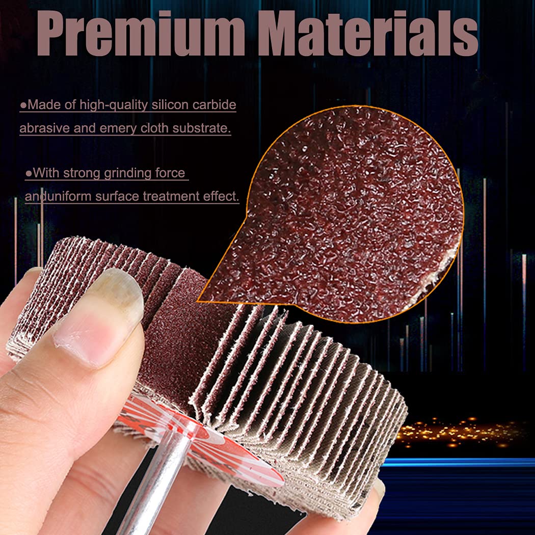20 Pcs 5 Sizes 60/80/120/240 Grits Abrasive Flap Wheel Sander,1/4 in Shank Mounted Flap Wheels, Aluminum Oxide Sanding Flap Wheel for Removing Rust and Polishing