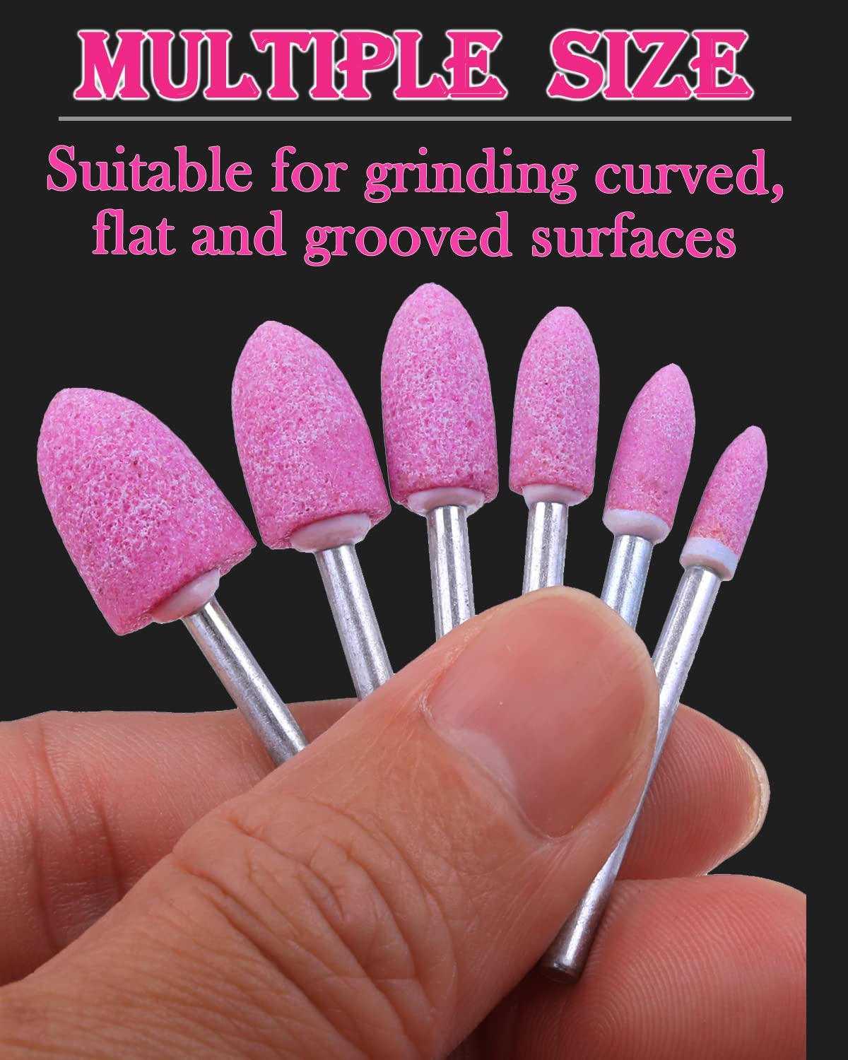 72 Pack Grinding Stone Set 1/8" Shank, SHITIME Sanding Drill Bit for Rotary Tool Flap Wheel for Grinding, Polishing, Deburring Ferrous Metal(12/10/8/6/5/4mm Bullet Shape)