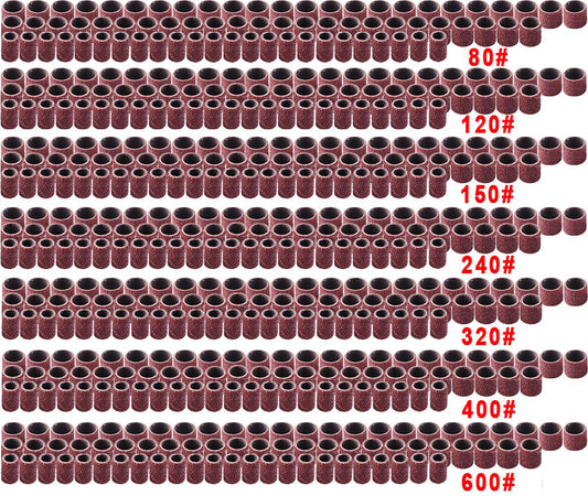 504 Pcs Sanding Drum Set，504 Pcs Drum Sander Sleeves 80 120 150 240 320 400 600 Grit 24 Pcs Drum Mandrels 2 Pcs Self-Tightening Drill Chuck and 1 Pc Combination Wrench for Dremel Rotary Tool