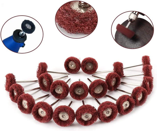 50 Pcs - 1" (25mm) Red 240 Grit Abrasive Buffing Polishing Wheels Burr For Rotary Tools-1/8" Shank
